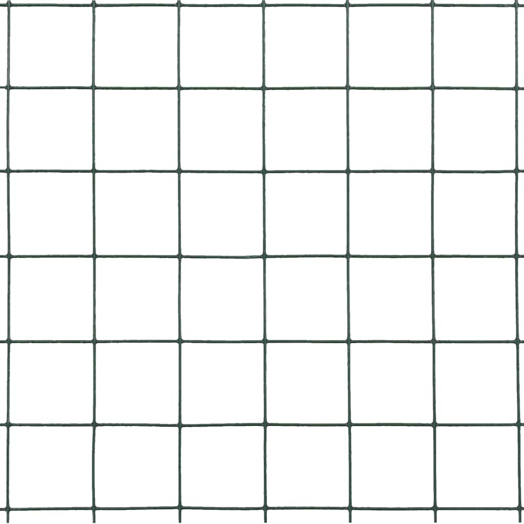 143636 vidaXL Chicken Wire Fence Steel with PVC Coating 25x1,5 m Green