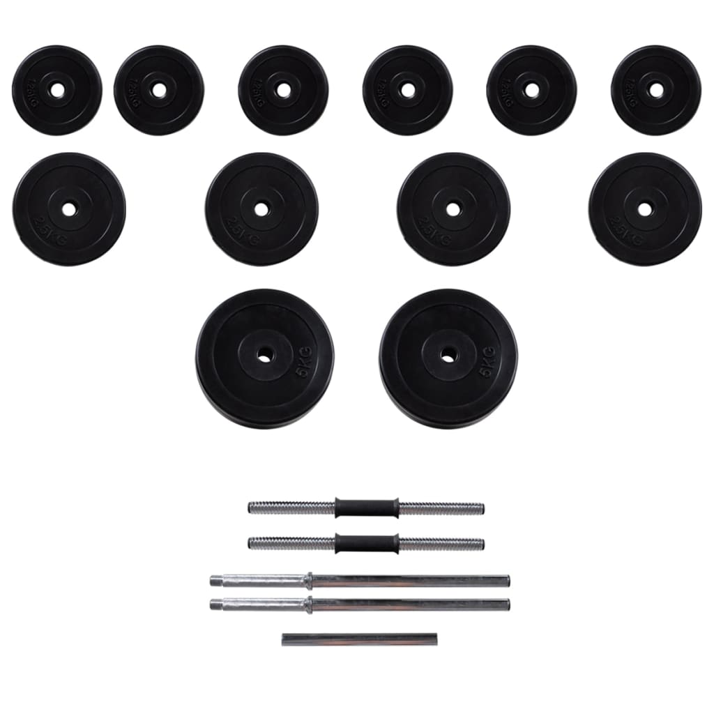 Wall-mounted Power Tower with Barbell and Dumbbell Set 30,5 kg