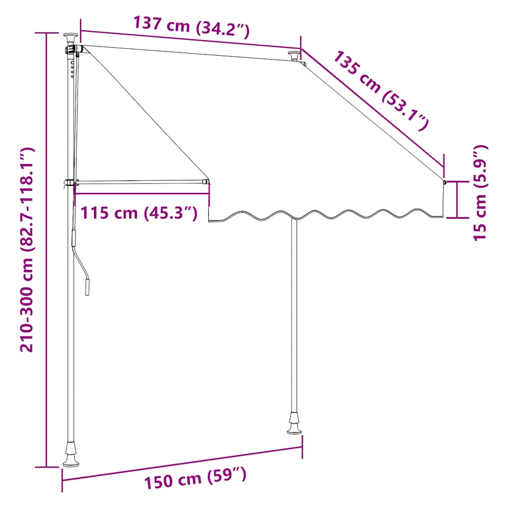 143687 vidaXL Manual Retractable Awning 150 cm Anthracite