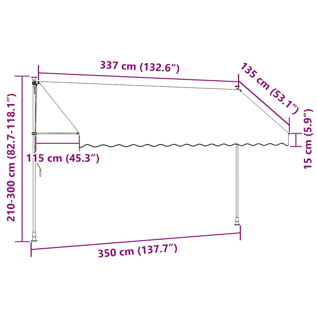 143691 vidaXL Manual Retractable Awning 350 cm Anthracite