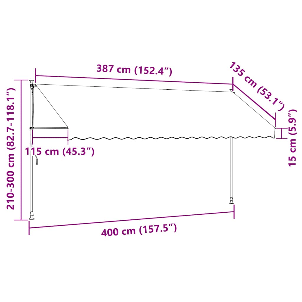 143698 vidaXL Manual Retractable Awning 400 cm Cream