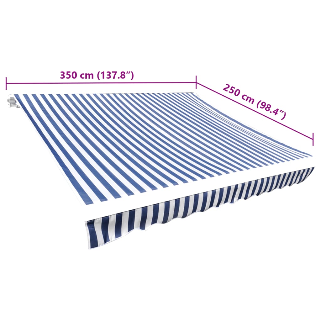 Awning Replacement Fabric Blue and White 350x250 cm Polyester