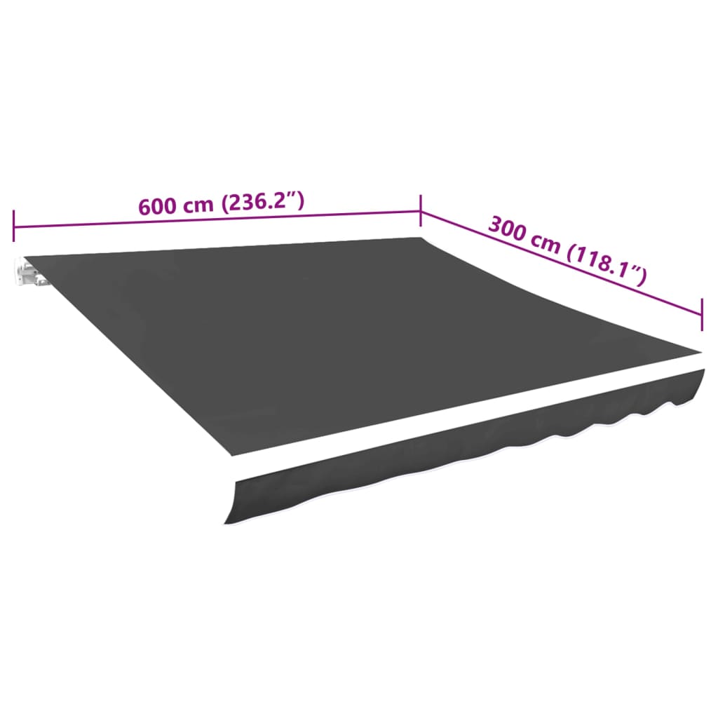 Awning Replacement Fabric Grey 600x300 cm Polyester