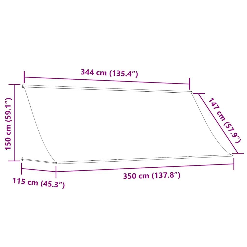 143750 vidaXL Retractable Awning 350x150 cm Blue and White