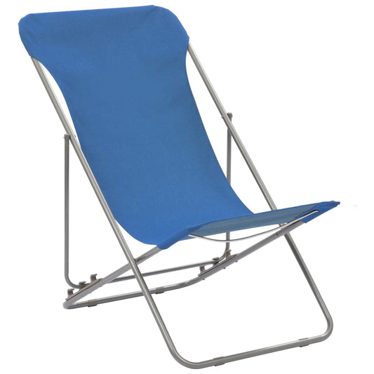 Folding Beach Chairs 2 pcs Steel and Oxford Fabric Blue Folding Beach Chairs 2 pcs Steel and Oxford Fabric Blue