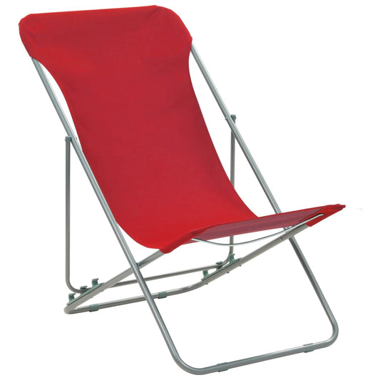 Folding Beach Chairs 2 pcs Steel and Oxford Fabric Red Folding Beach Chairs 2 pcs Steel and Oxford Fabric Red