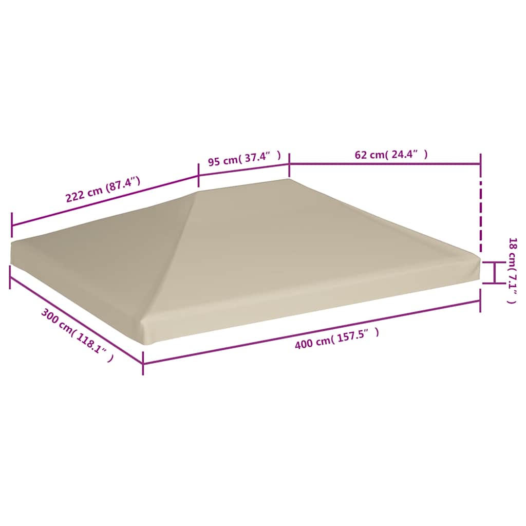 Gazebo Top Cover 310 g/m² 4x3 m Beige