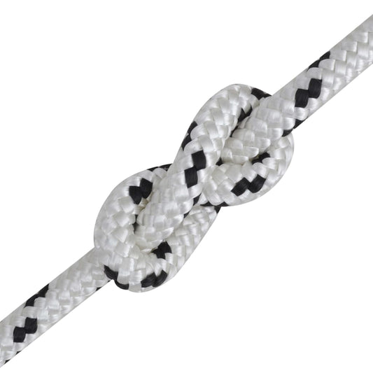 Braided Boat Rope Polyester 8 mm 500 m White Braided Boat Rope Polyester 8 mm 500 m White