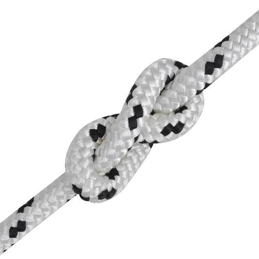 Braided Boat Rope Polyester 8 mm 500 m White Braided Boat Rope Polyester 8 mm 500 m White