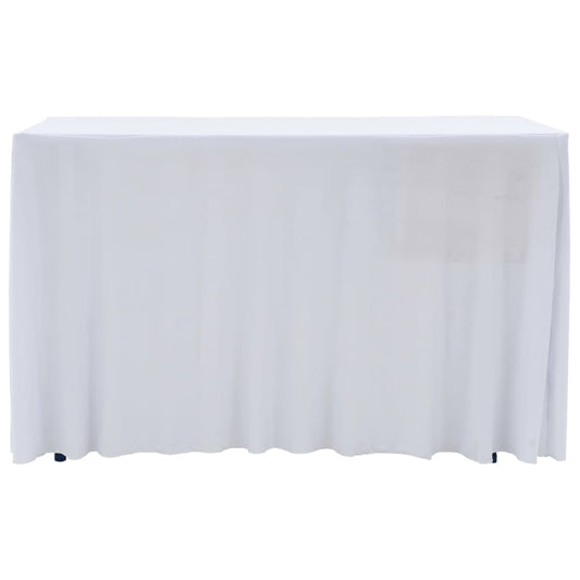 2 pcs Stretch Table Covers with Skirt 183x76x74 cm White 2 pcs Stretch Table Covers with Skirt 183x76x74 cm White