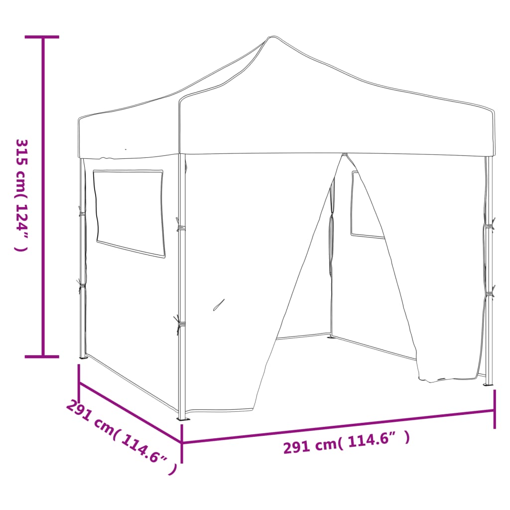 Foldable Party Tent Pop-Up with 4 Sidewalls 3x3 m Anthracite