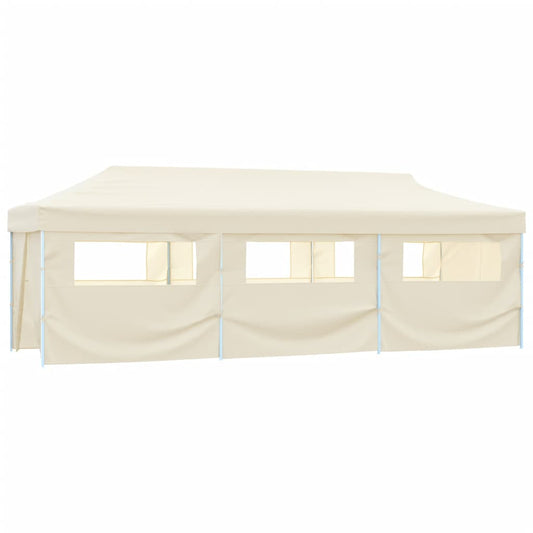 Folding Pop-up Party Tent with 8 Sidewalls 870x291x315 cm Cream Folding Pop-up Party Tent with 8 Sidewalls 870x291x315 cm Cream