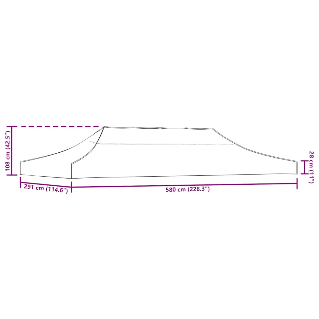 44986 vidaXL Party Tent Roof 3x6 m Cream