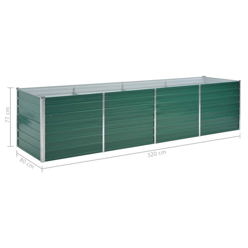 44845 vidaXL Garden Raised Bed Galvanised Steel 320x80x77 cm Green