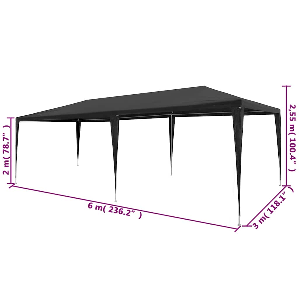 45088 vidaXL Party Tent 3x6 m PE Anthracite