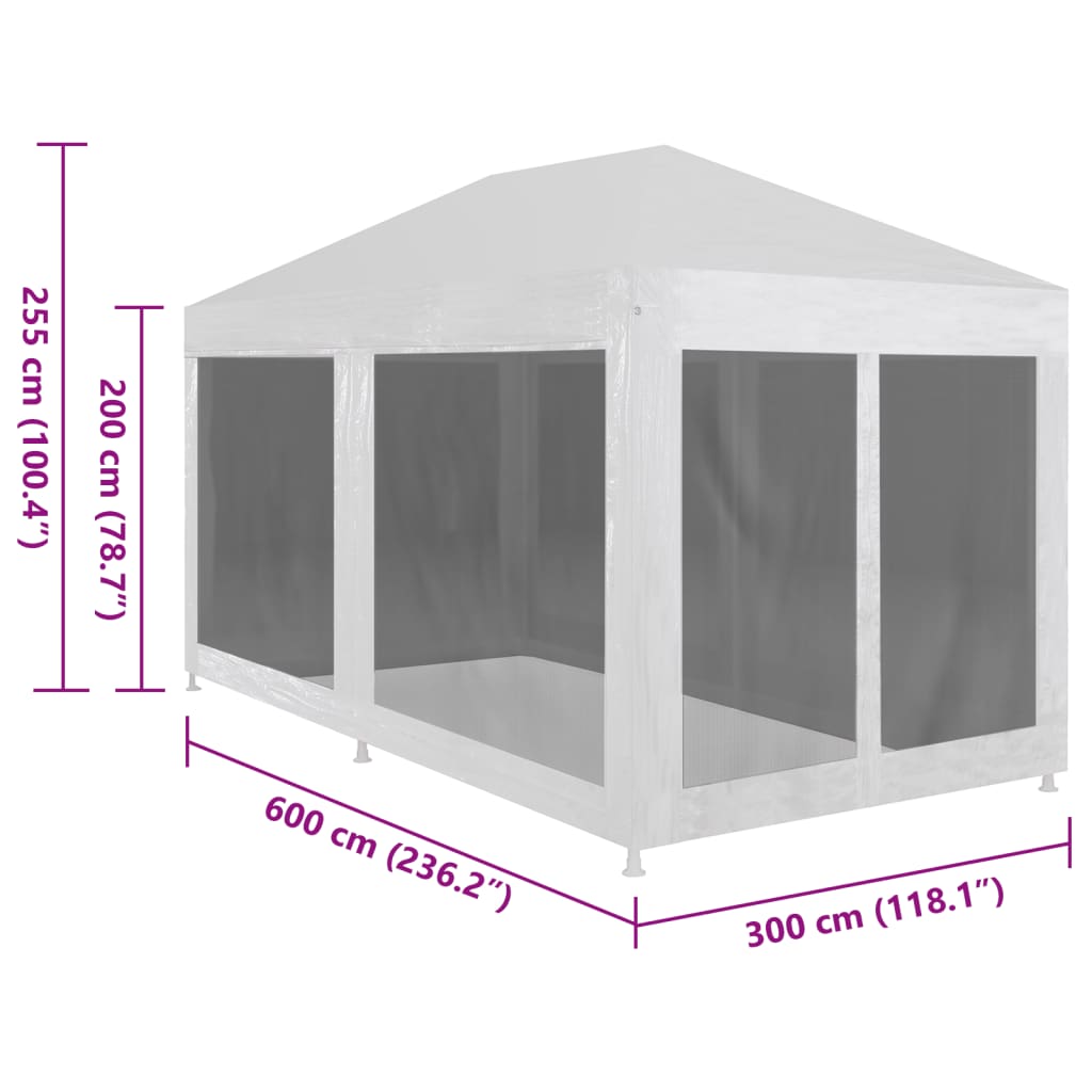 45110 vidaXL Party Tent with 6 Mesh Sidewalls 6x3 m
