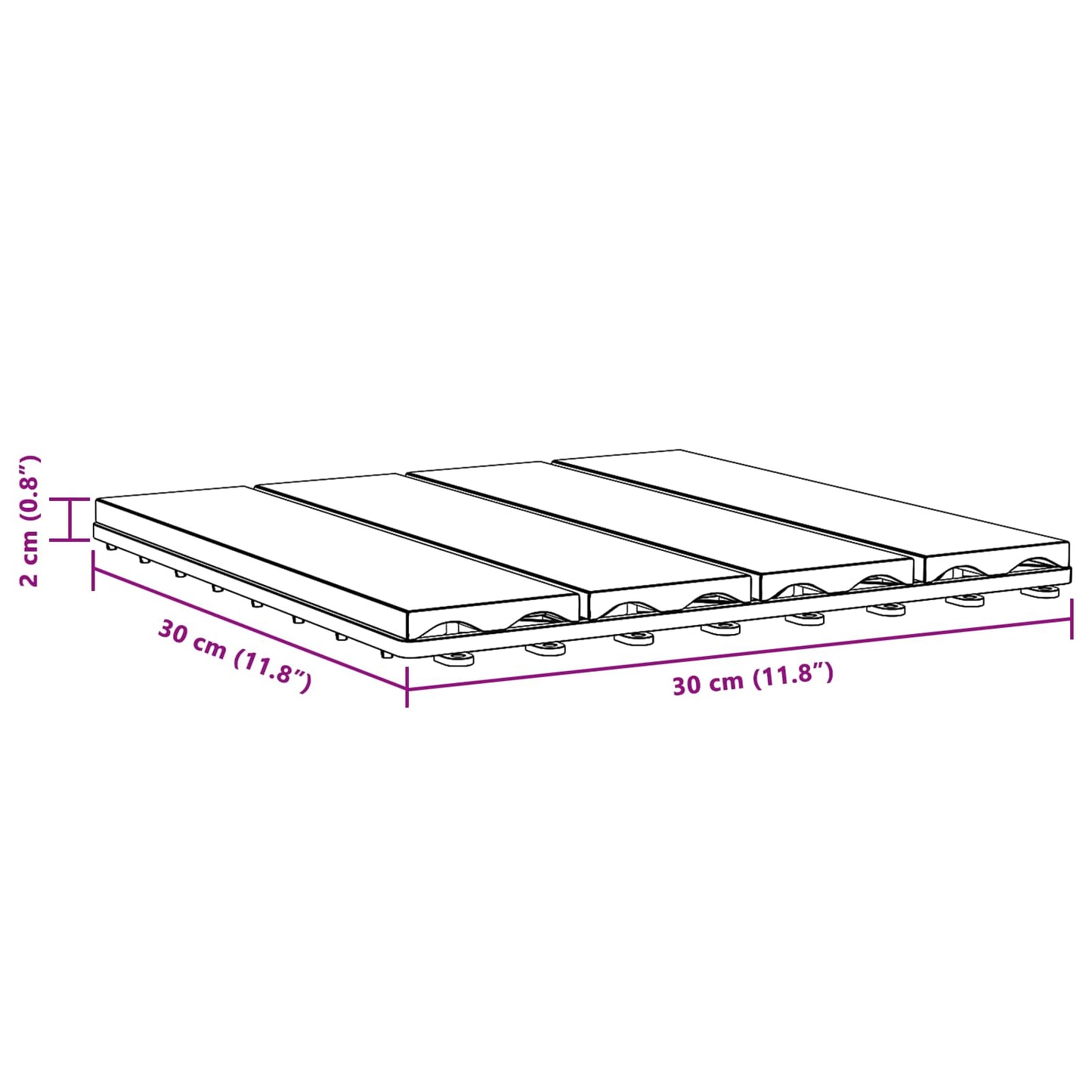 Decking Tile 3D Design 11 pcs Black 30 x 30 cm WPC