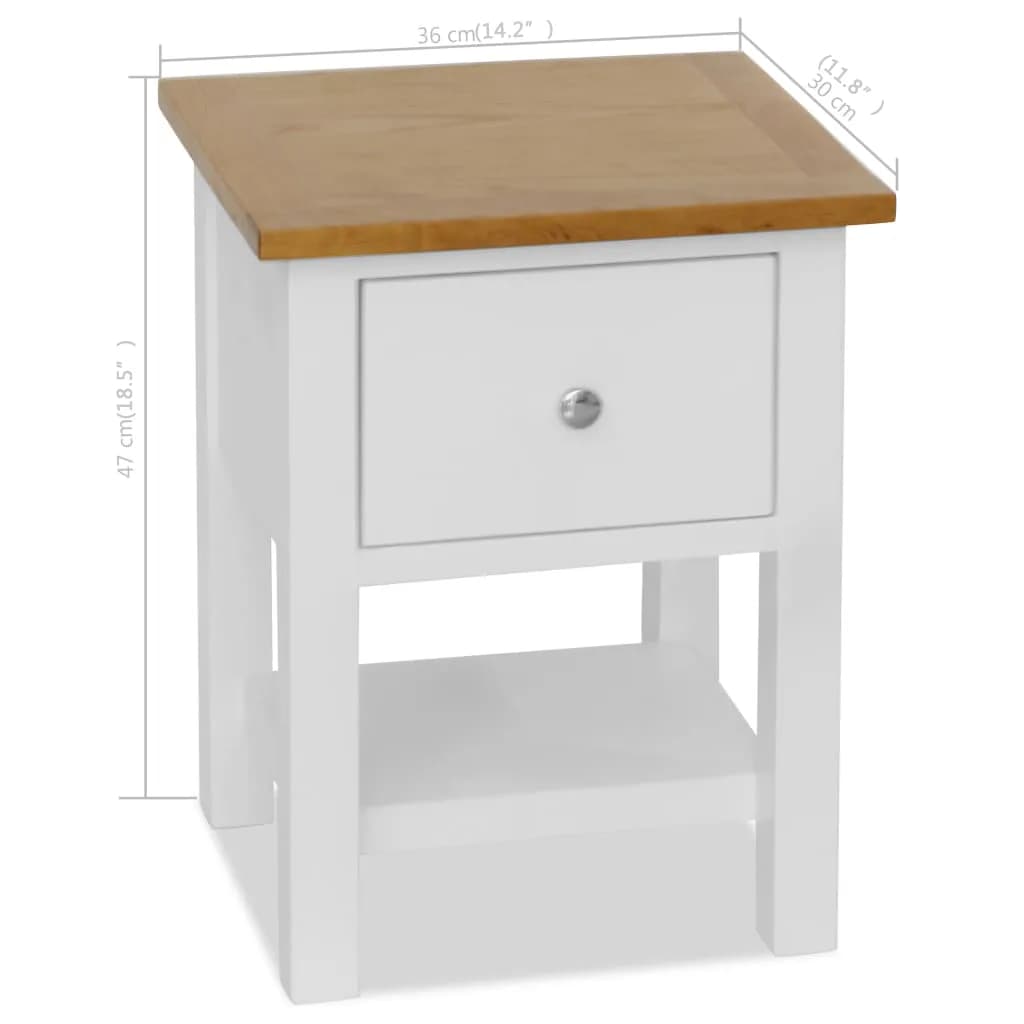 247121 vidaXL Nightstand 36x30x47 cm Solid Oak Wood