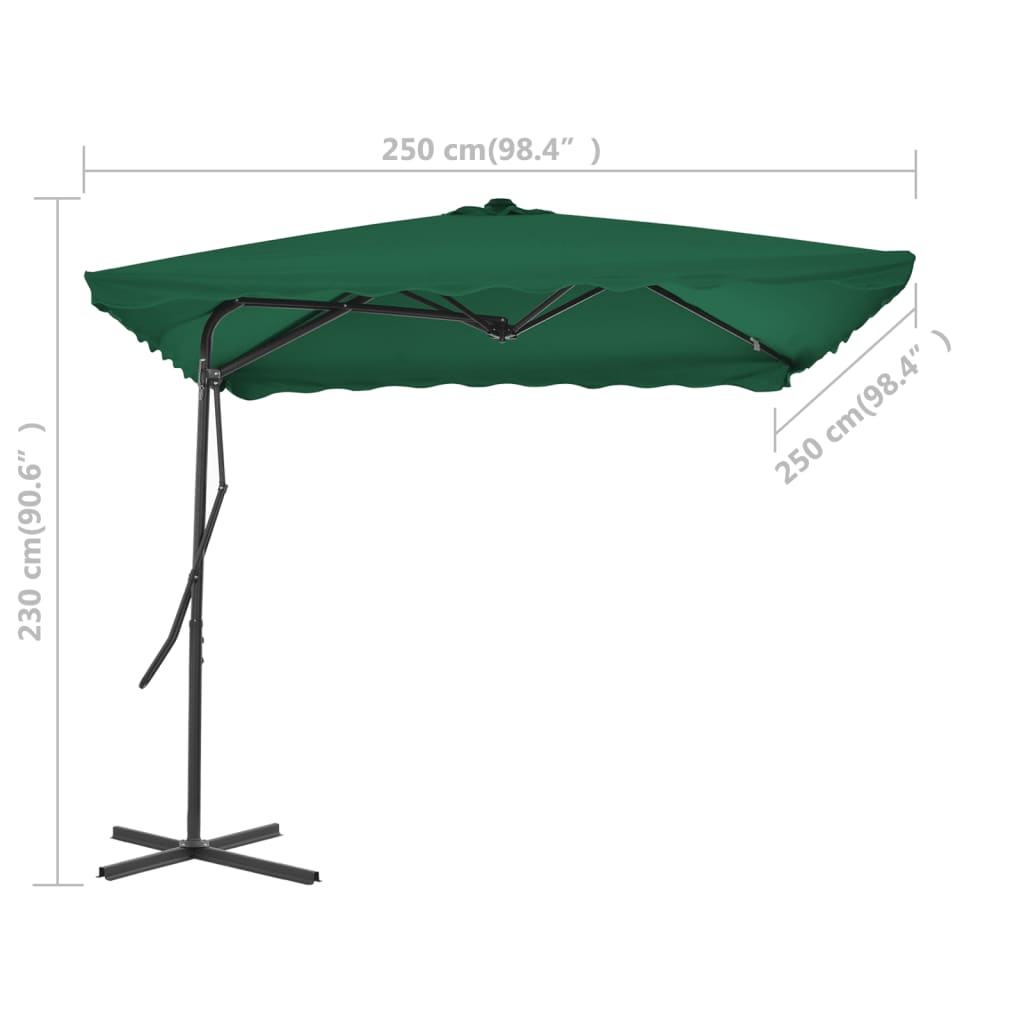 Garden Parasol | Green | Polyester, Steel | Large