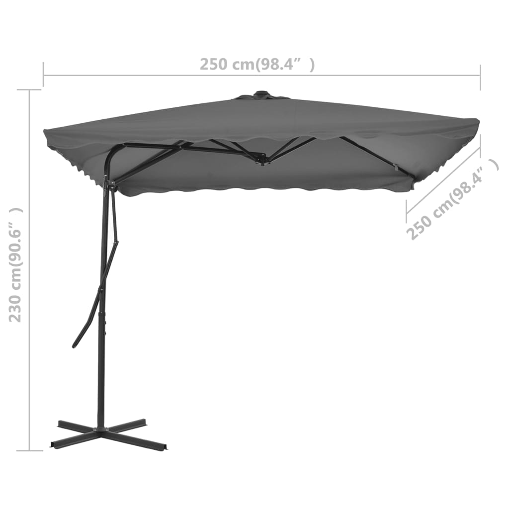44883 vidaXL Outdoor Parasol with Steel Pole 250x250 cm Anthracite
