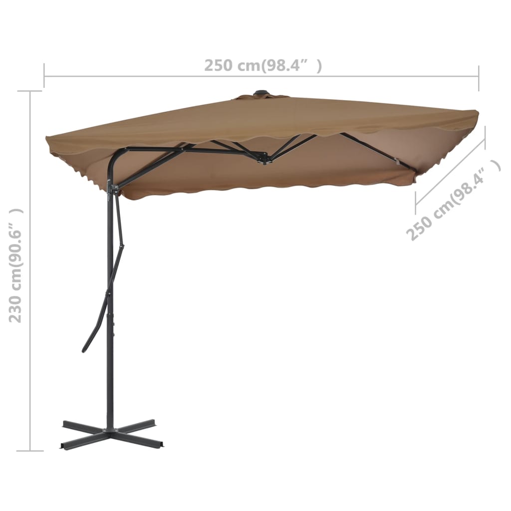 Garden Parasol | Taupe | Polyester | Large | Rotatable | Garden Parasol