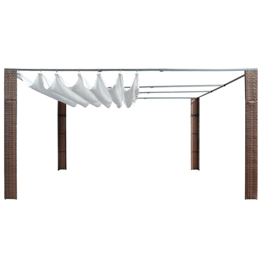 Gazebo | Brown and Cream | Powder-coated steel and PE rattan | 400x400 cm Gazebo | Brown and Cream | Powder-coated steel and PE rattan | 400x400 cm