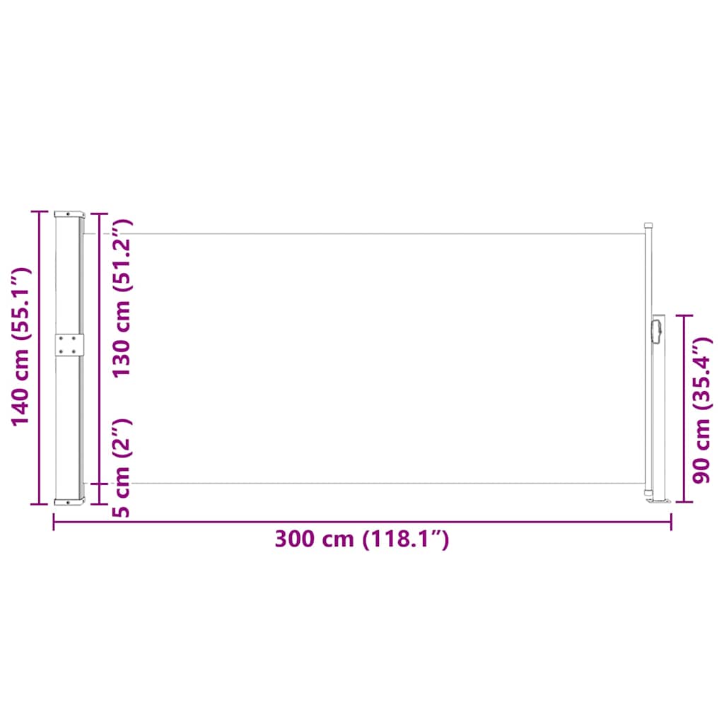 45358 vidaXL Retractable Side Awning 140 x 300 cm Brown