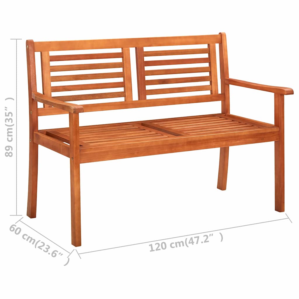 44398 vidaXL 2-Seater Garden Bench 120 cm Solid Eucalyptus Wood