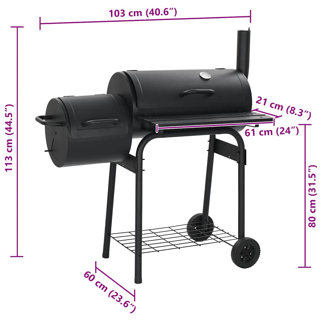 45366 vidaXL Classic Charcoal BBQ Offset Smoker