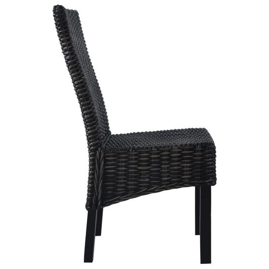 Dining Chairs 4 pcs Black Kubu Rattan and Mango Wood Dining Chairs 4 pcs Black Kubu Rattan and Mango Wood