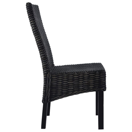 Dining Chairs 6 pcs Black Kubu Rattan and Mango Wood Dining Chairs 6 pcs Black Kubu Rattan and Mango Wood