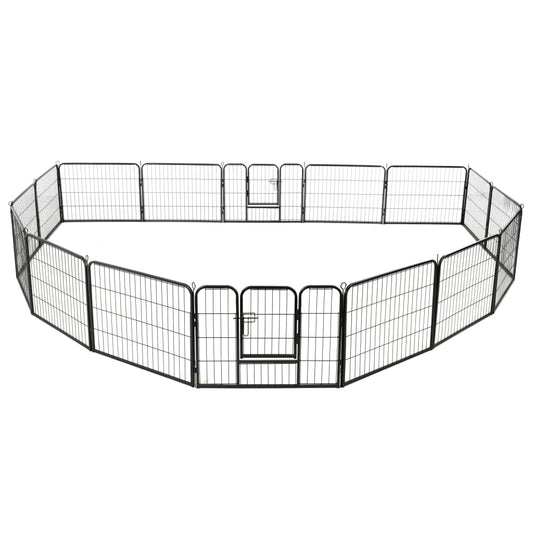 Dog Playpen 16 Panels Steel 60x80 cm Black Dog Playpen 16 Panels Steel 60x80 cm Black