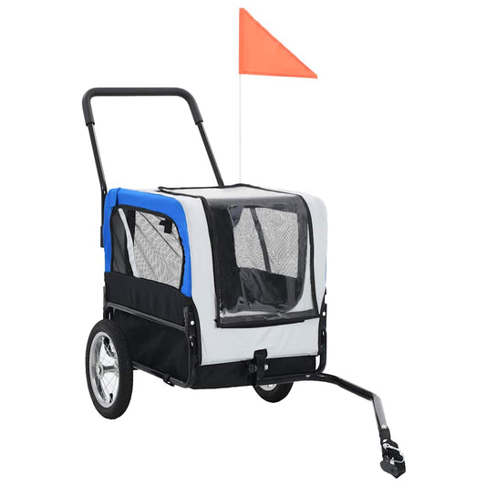 2-in-1 Pet Bike Trailer & Jogging Stroller Grey and Blue 2-in-1 Pet Bike Trailer & Jogging Stroller Grey and Blue