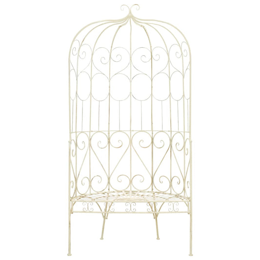 Garden Bench | Antique White | Wrought Iron | Medium | Decorative Inlays Garden Bench | Antique White | Wrought Iron | Medium | Decorative Inlays
