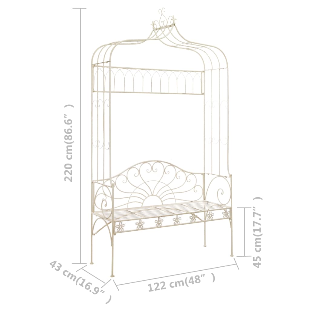 45434 vidaXL Garden Bench 122 cm Iron Antique White