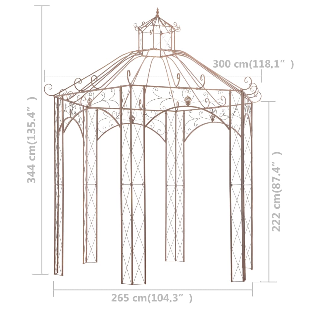 Pavilion | Antique brown | Wrought iron | 3m | Decorative Inlays