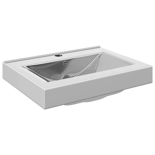 Wash Basin with Overflow 60x46x16 cm Ceramic Silver Wash Basin with Overflow 60x46x16 cm Ceramic Silver