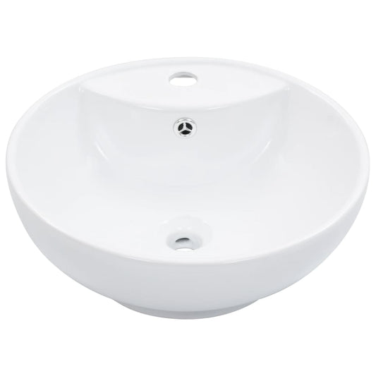 Wash Basin with Overflow 46.5x18 cm Ceramic White Wash Basin with Overflow 46.5x18 cm Ceramic White