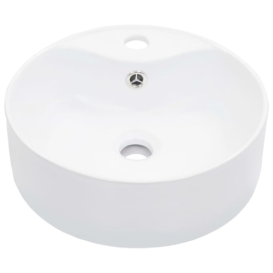 Wash Basin with Overflow 36x13 cm Ceramic White Wash Basin with Overflow 36x13 cm Ceramic White