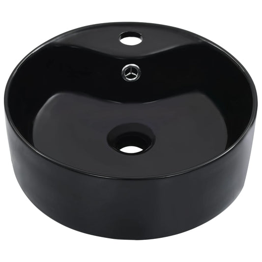 Wash Basin with Overflow 36x13 cm Ceramic Black Wash Basin with Overflow 36x13 cm Ceramic Black