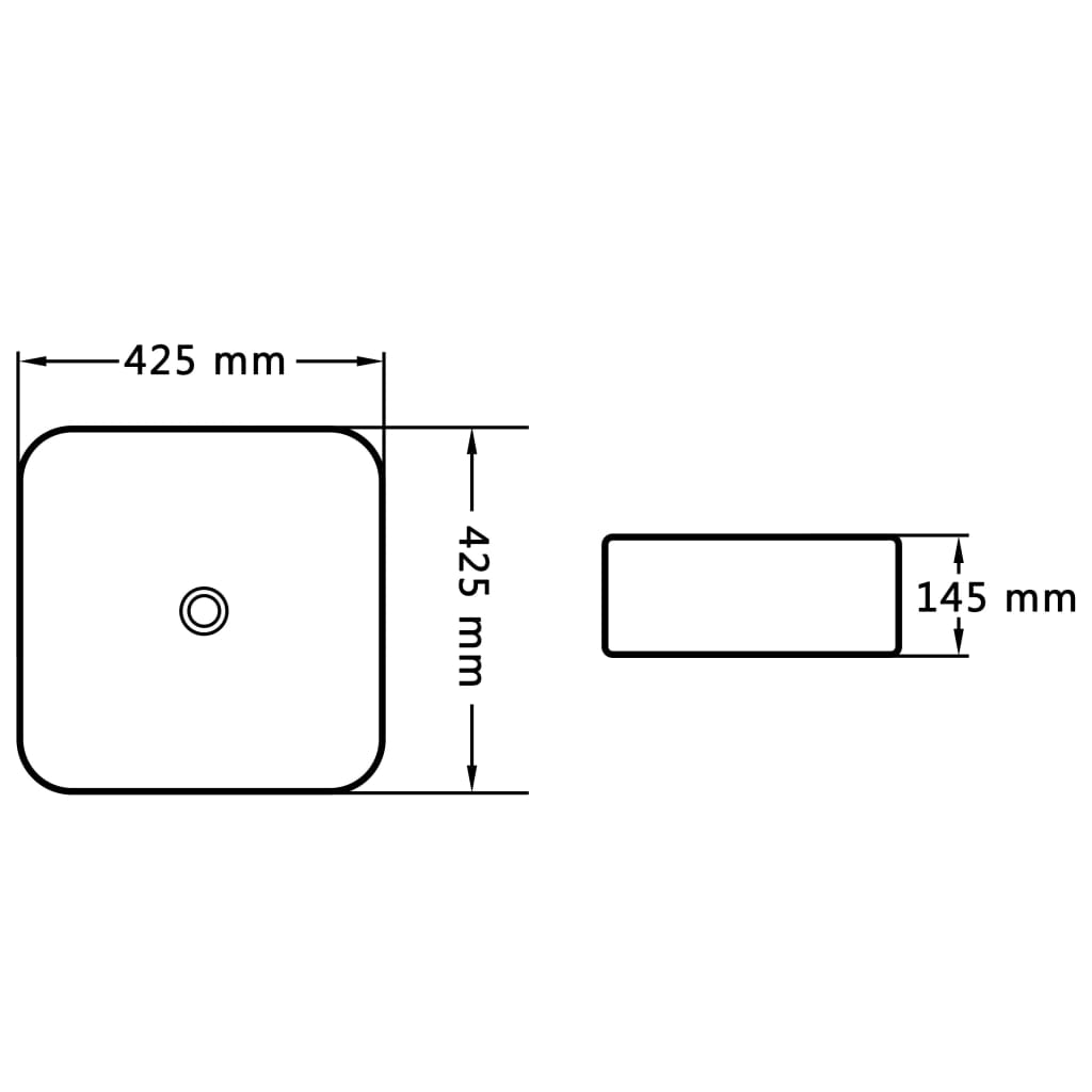 143918 vidaXL Wash Basin 42,5x42,5x14,5 cm Ceramic Black
