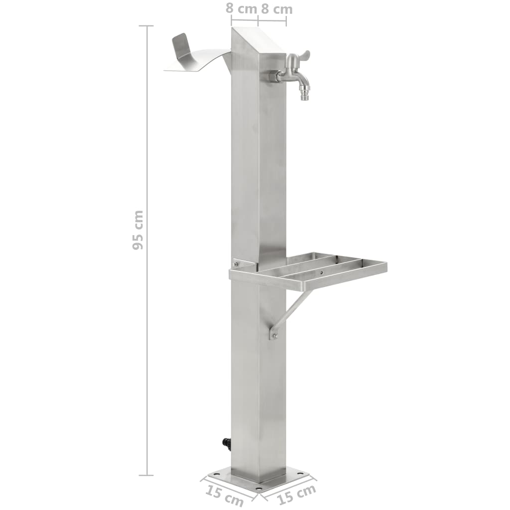 Garden Water Column Stainless Steel Square 95 cm