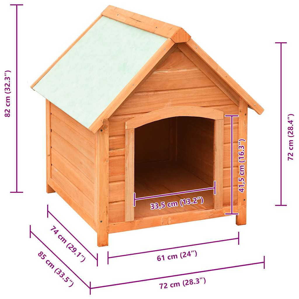 Dog House Solid Pine & Fir Wood 72x85x82 cm