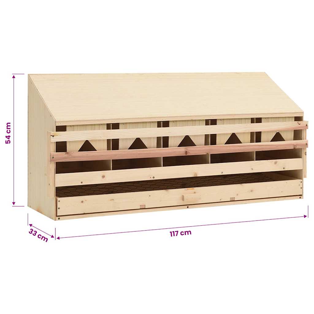 170659 vidaXL Chicken Laying Nest 5 Compartments 117x33x54 cm Solid Pine Wood