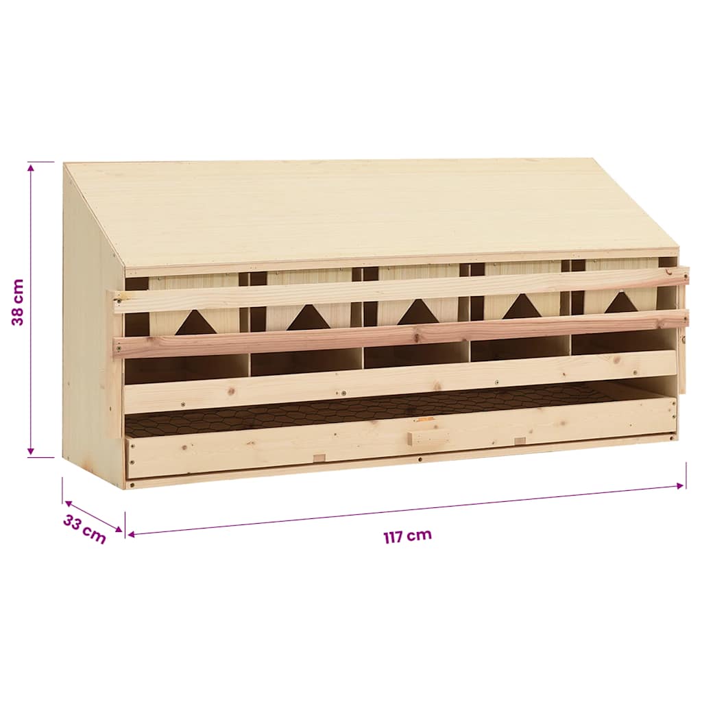 170660 vidaXL Chicken Laying Nest 5 Compartments 117x33x38 cm Solid Pine Wood