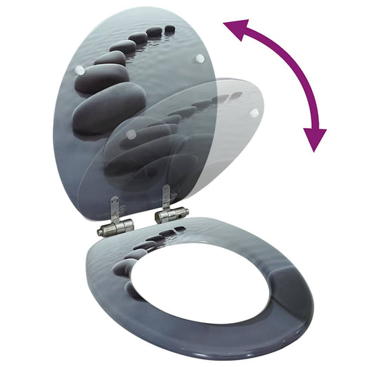 143928 vidaXL WC Toilet Seat with Soft Close Lid MDF Stones Design 143928 vidaXL WC Toilet Seat with Soft Close Lid MDF Stones Design