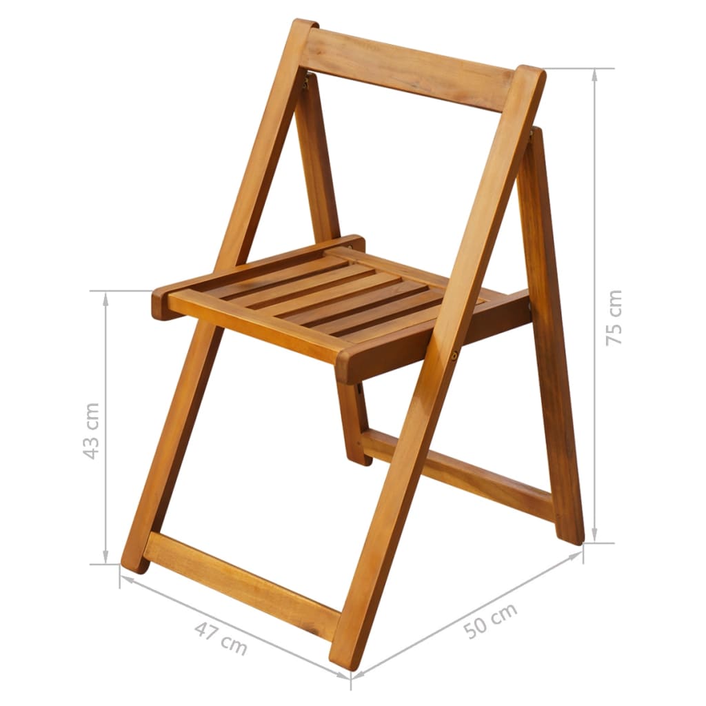 5 Piece Folding Outdoor Dining Set Solid Acacia Wood