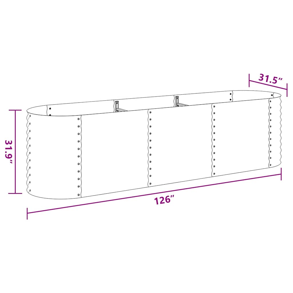 Garden Raised Bed | Silver | Galvanised Steel | 320 x 80 x 81 cm