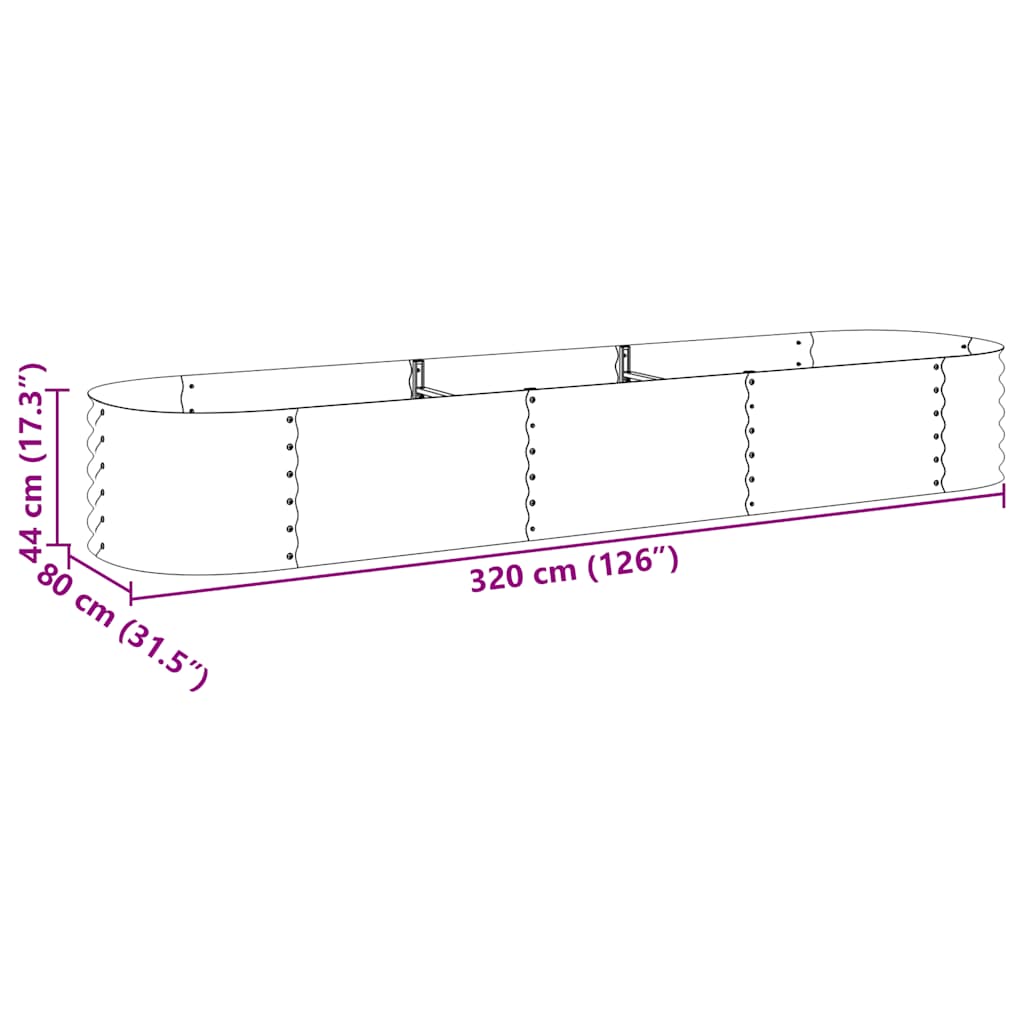 45517 vidaXL Garden Raised Bed 320x80x44 cm Galvanised Steel Silver