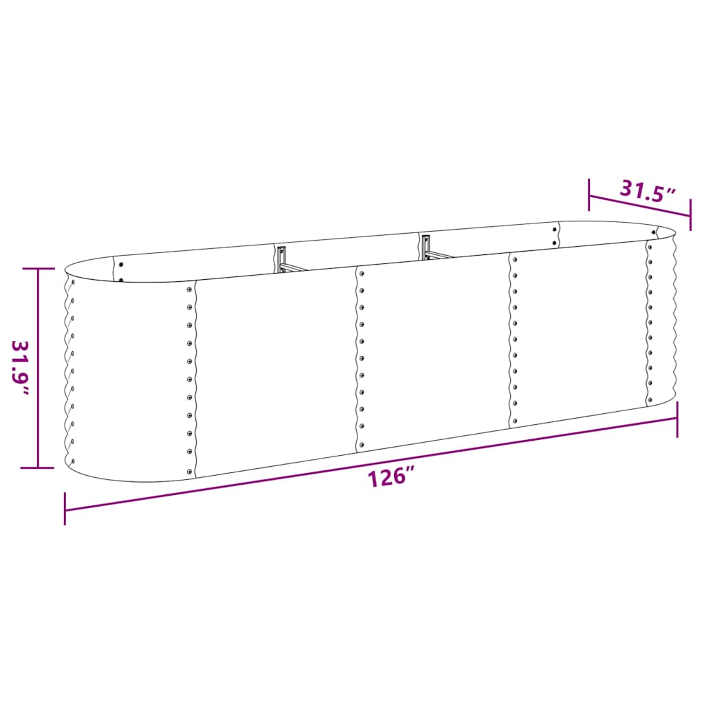 Garden Raised Bed | Grey | Galvanised Steel | 320x80x81 cm